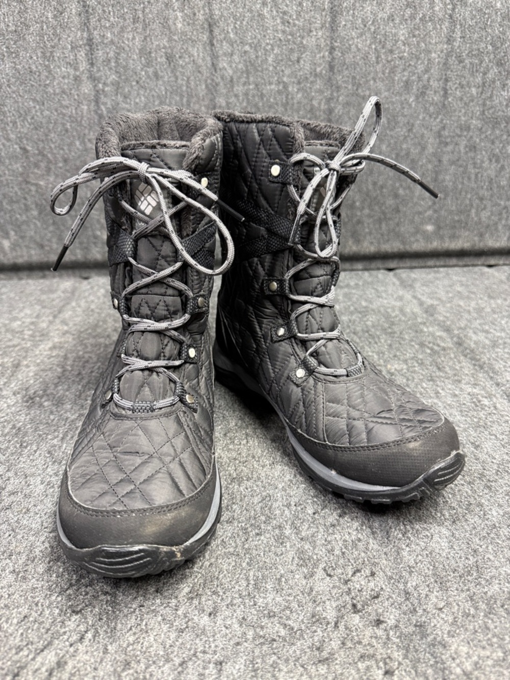 Columbia Omni-grip Waterproof Techlite Black Quilted Lace-Up Winter Boots